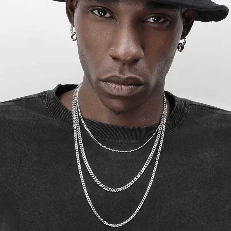 Hip Hop Cuban Chain Necklace Rock Stainless Steel Basic Chain Men Necklace Simple Necklace For Women Fashion Party Jewelry W250618