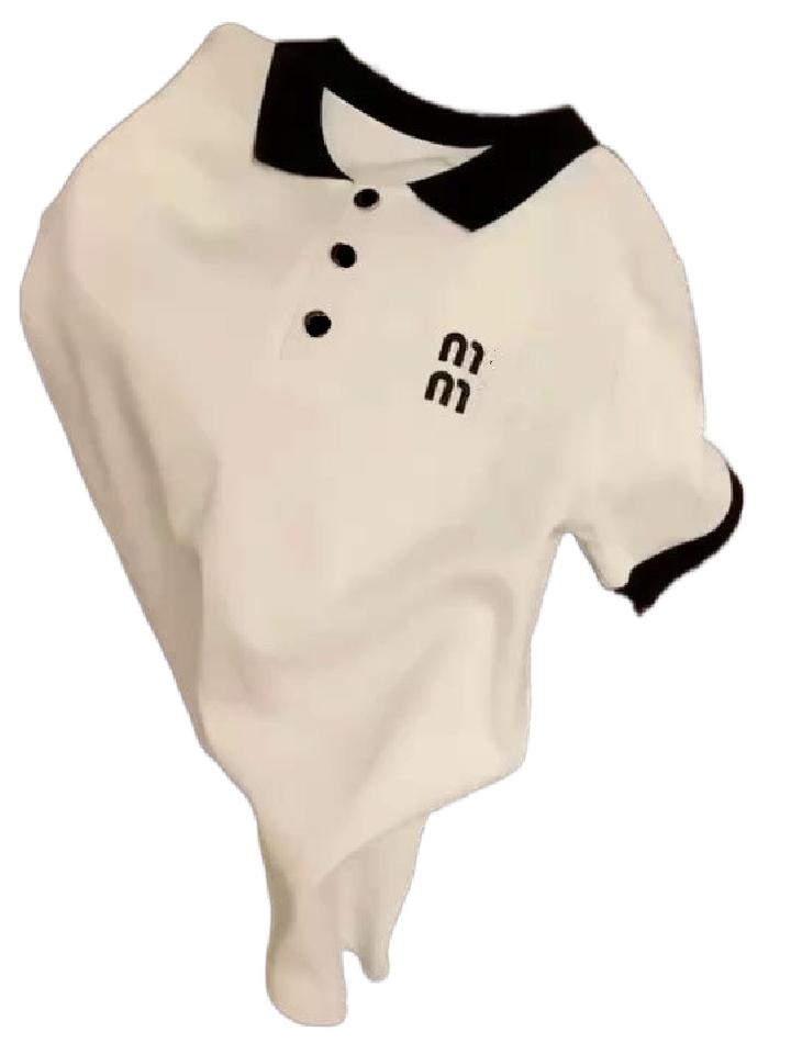 Designer women block turn down collar logo letter print summer short sleeve polo shirts MLXLXXL