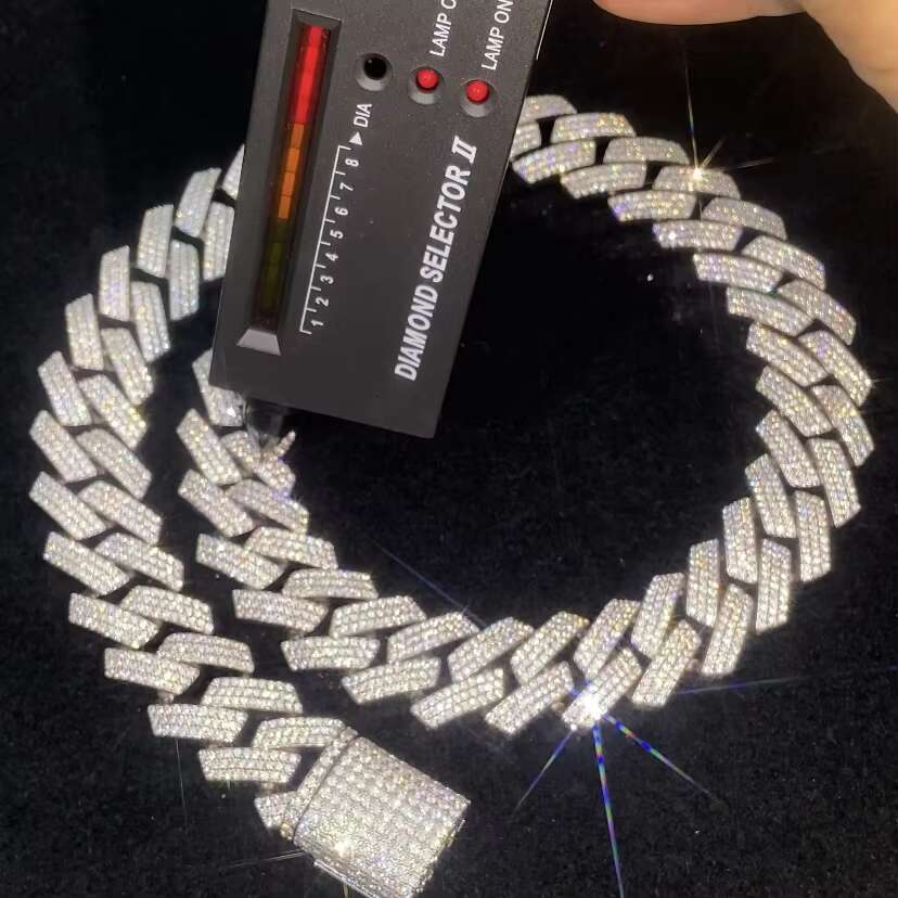 Vvs Moissanite Diamond CZ 925 Sterling Silver Brass Cuban Link Chain Necklace Iced Out Custom Miami Cuban Link Chain for Men
