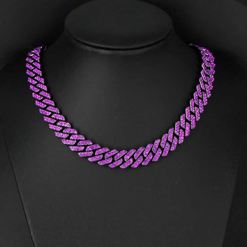 New Arrival HipHop Men Wen Cuban Chain Necklaces Black Color Plated Purple Rhinestone Necklace Fashion Jewelry Rpers GiftsC250617