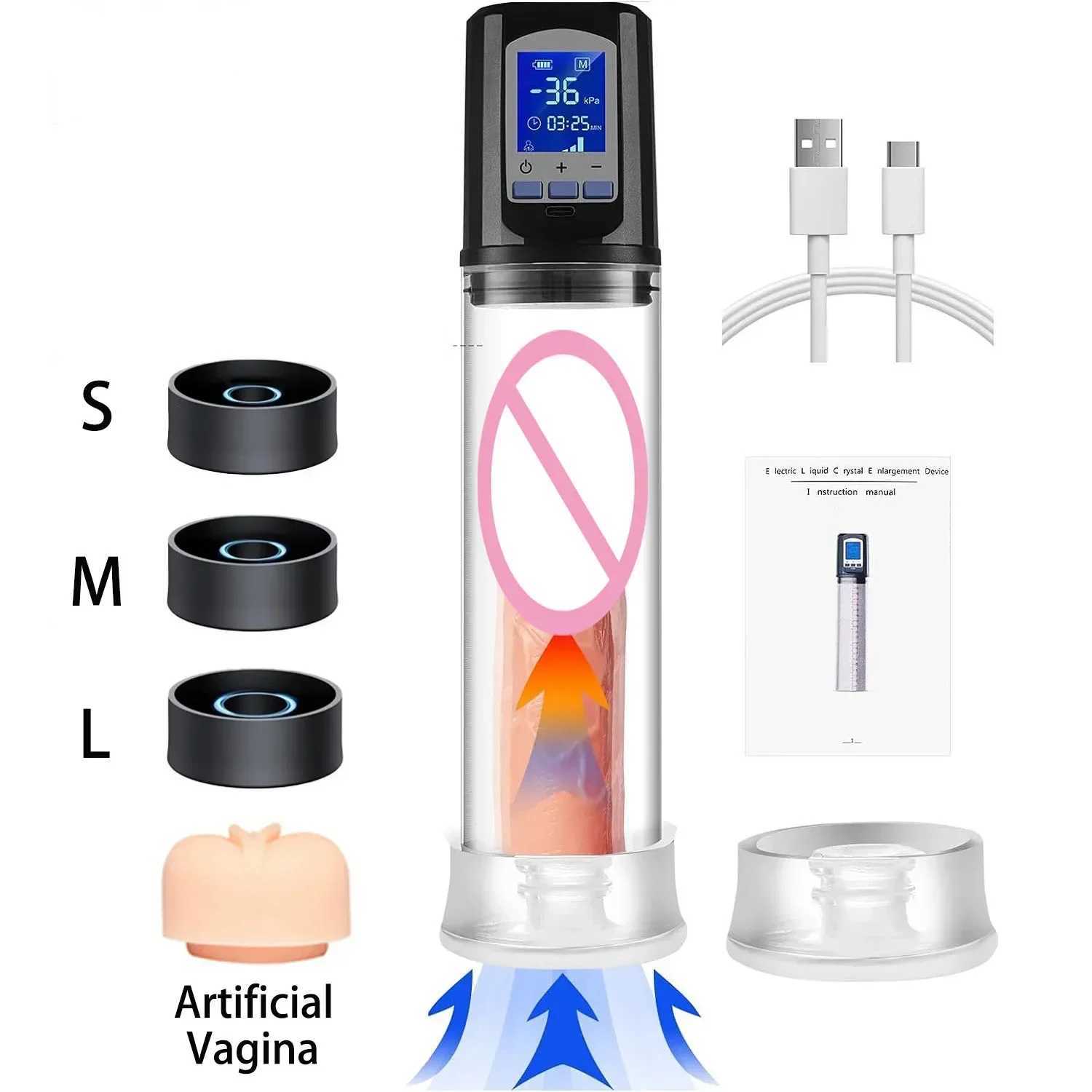 SCSex Toys for Men 6 Powerful Sucking Modes LCD Display Electric Vacuum Penis Enlargement Extend Training Pump for Men W250618