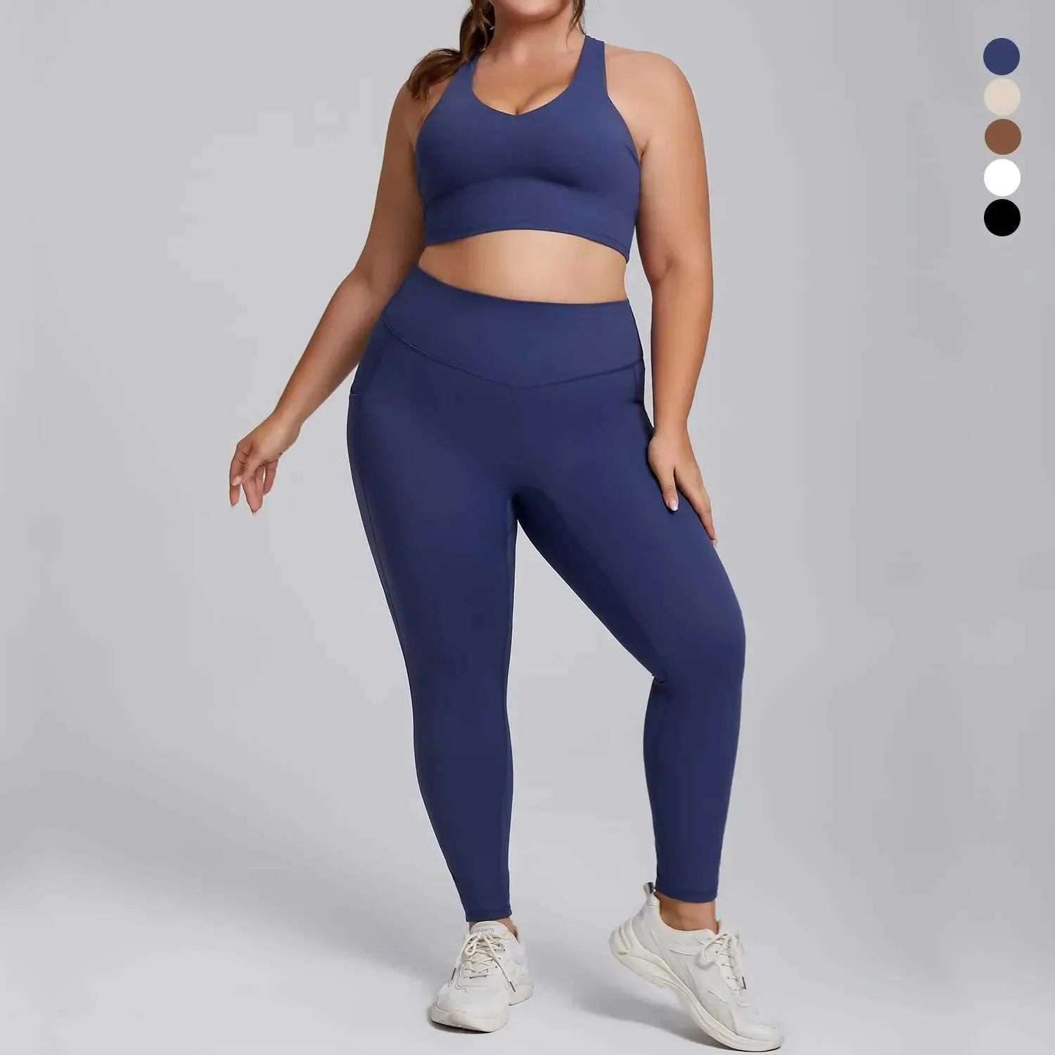 Yoga Set Women Plus Size Workout Oufit Curvy Women Sports Bra Gym ggings Super Stretch Fitn Suit 3XL Women Activewear Sets W250321