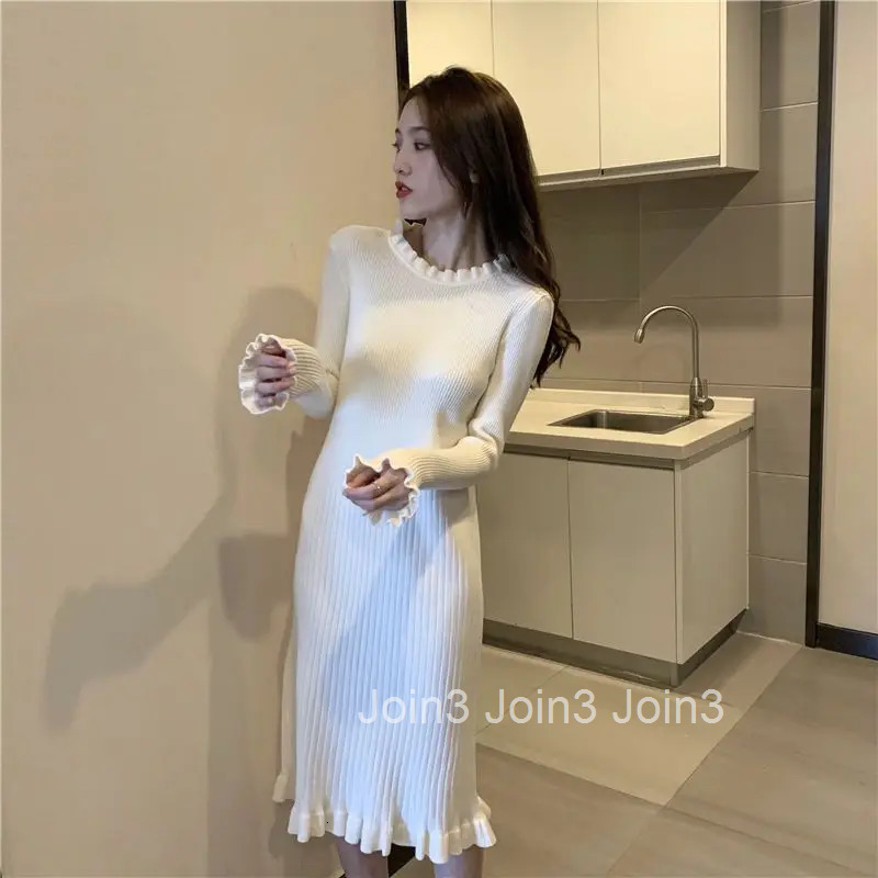 Crochet Black Woman Dress Maxi Robe Clothes Bodycon Knitted Long Solid White Dresses for Women Evening Warm Y2k Vintage Matching
