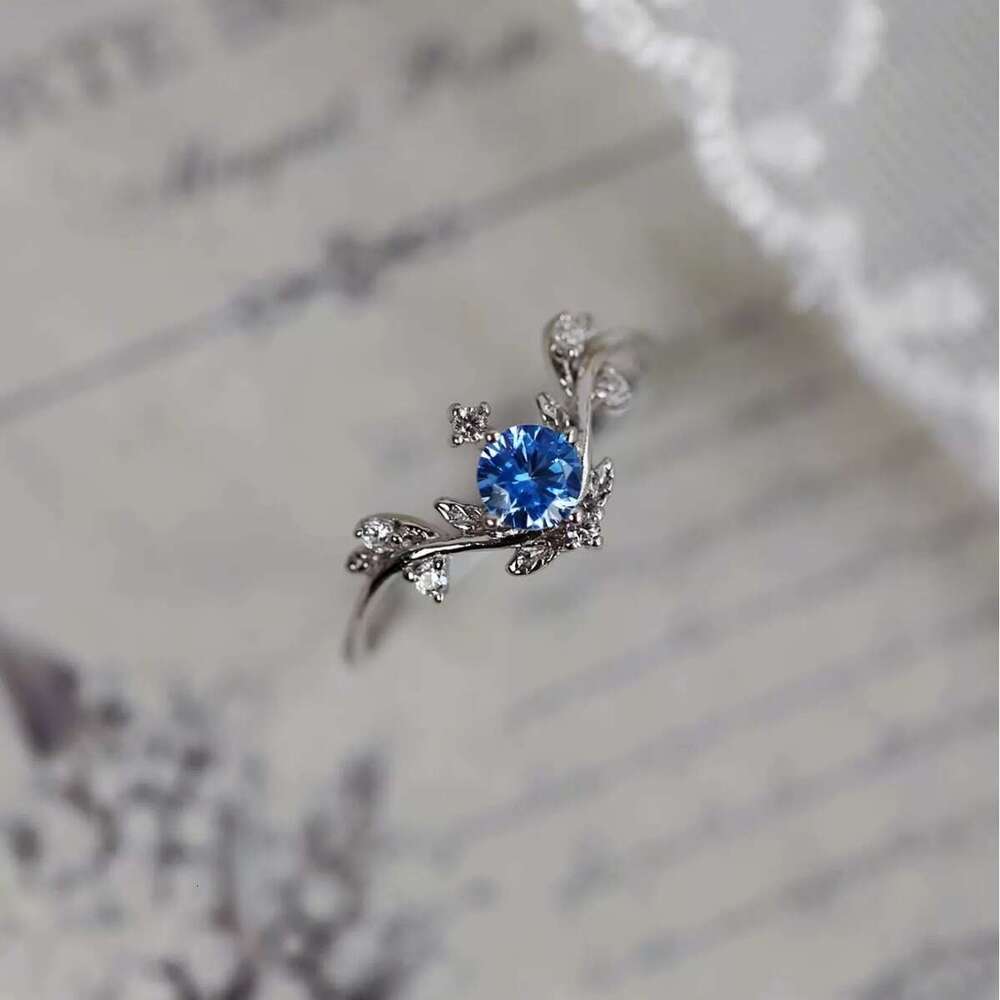 Tears of the Ocean" Niche High Imitation Natural Stone Sea Blue Zircon Sparkling Light Luxury Versatile Simple Ring