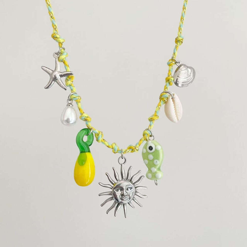 Luxury Jewelry Designer Necklace 2025 New Stainless Steel Necklace Sun Ocean Wind Shell Starfish Necklace Bracelet Combination Light Luxury Simple Vac