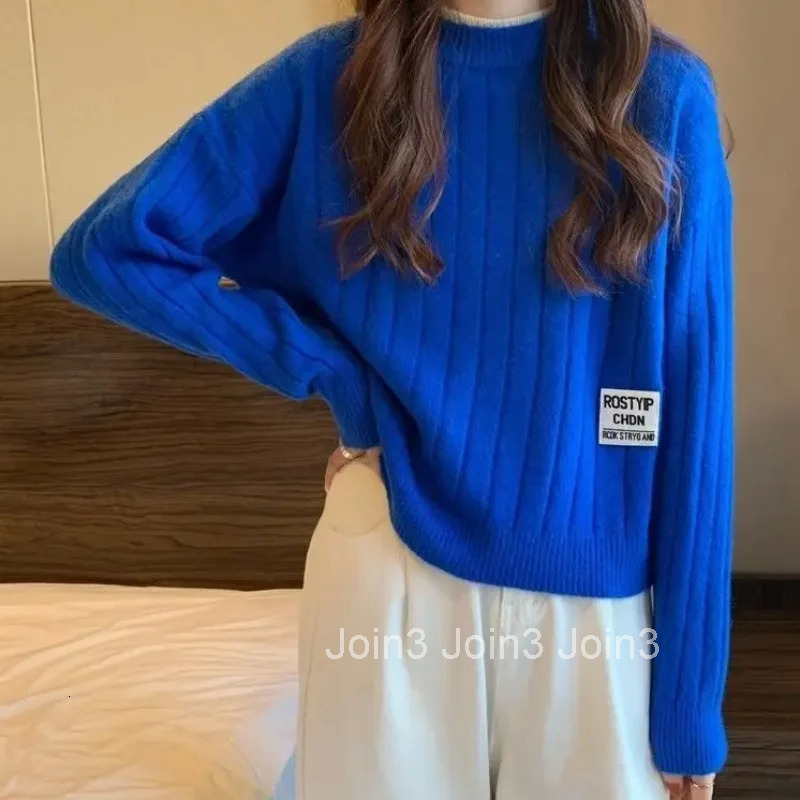 Ladies Sweaters Pink Crop Round O Neck Knitted Top for Women Short Pullovers Jersey Korean Style Trend 2025 Y2k Vintage Fashion