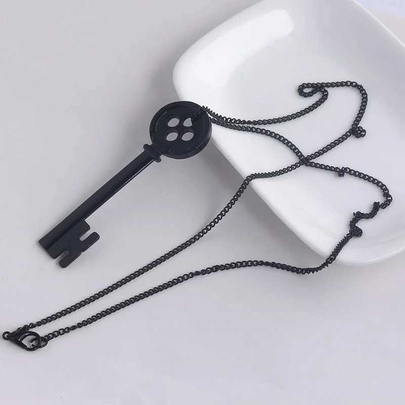 Movie Coraline Black Button Key Of The Secret Door Pendant Necklaces Cosplay Accessories W250618