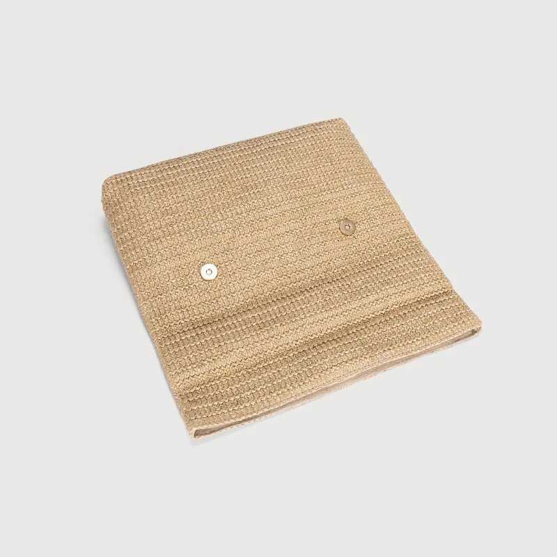 Fashionable Fold Straw Woven Clutch Bag Women Handmade Beach Bag Summer Hasp Envelope Clutch Purse Travel Street Photo Handbag Z250618