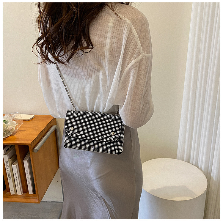 Free Shipping 2025 New Designer Bag Niche All Diamond Women's Shoulder Handbag Fashionable High-quality Shopping Bag Trendy Small Square Bag