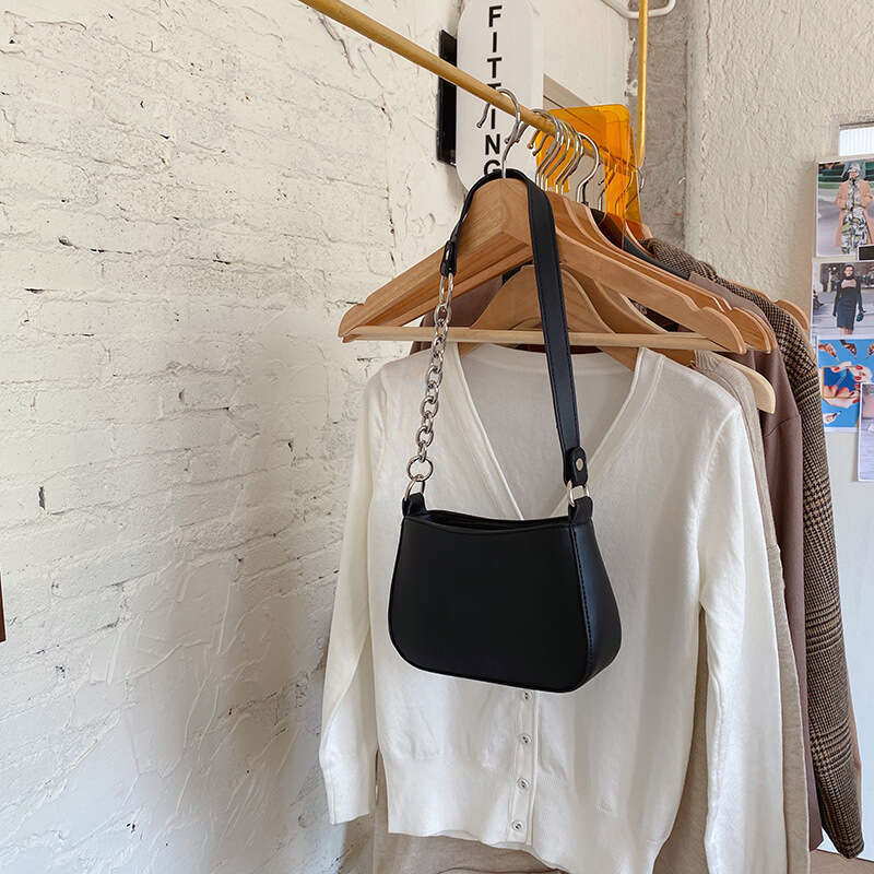 Bag for Women, Crossbody New Patchwork Metal Ring Underarm Baguette Street Zipper PU Bag, Single Shoulder Handbag