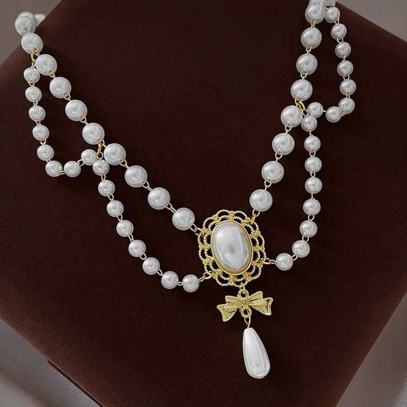 New Baroque Pearl Choker Necklace For Women Luxury Wedding Party Triple-layer Beaded Necklace Torques Ladies Trendy Jewelry Gift W250618