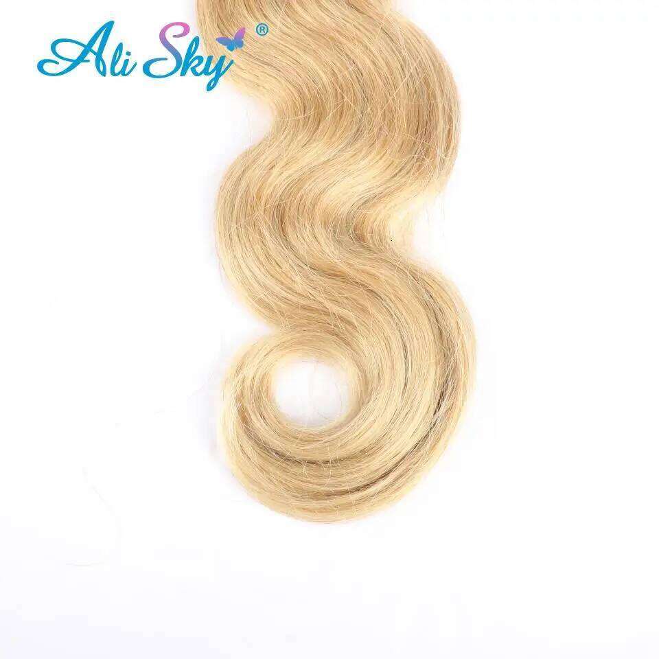 Honey Blonde 27 Colored Brazilian Body Wave Natural Remy Bundles 12-30 Inches Sold By 1/3/4 Hair Extension Ali Sky