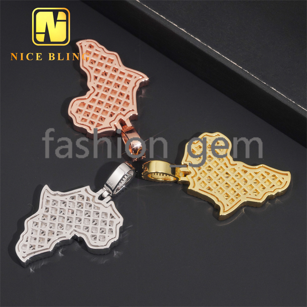 Africa Map Custom Iced Out Hip Hop Moissanite Jewelry Pendant 925 Sterling Silver VVS Moissanite Hip Hop Style Pendant