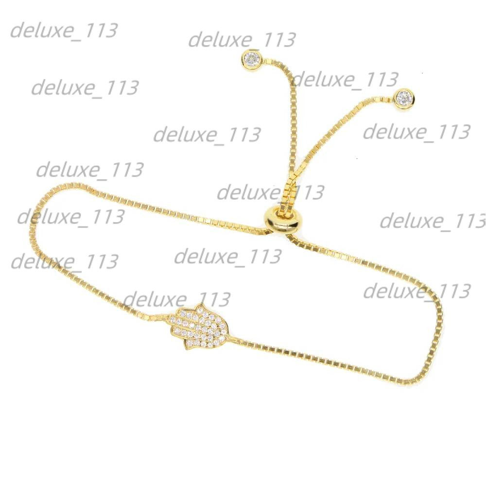 Adjust Slider Chain Tiny Cz Paved Hamsa Hand Charm Bracelet Sterling Sier High Quality Lucky Lovely Girl Women Gift Jewelry