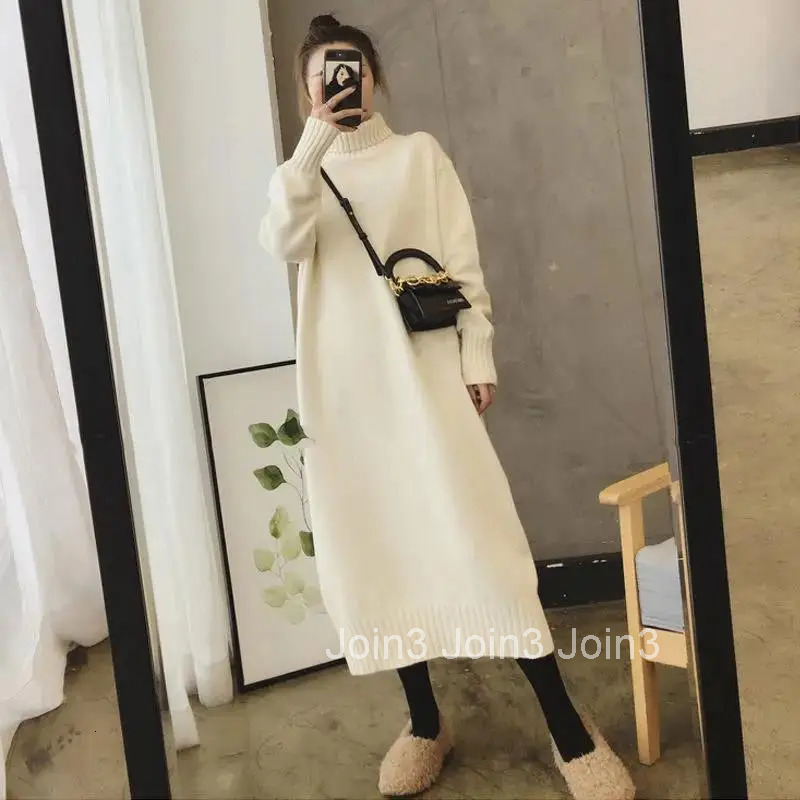 Robe Black Female Dress Clothing Crochet Evening Loose Turtleneck Knit Maxi Womens Dresses Long White Autumn and Winter Sleeve