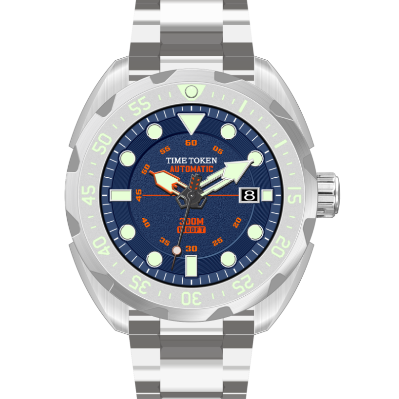 TIME TOKEN Dive Watch 316L Steel Case NH35 Movement Sapphire Glass 304L Strap 300M Water Resistance