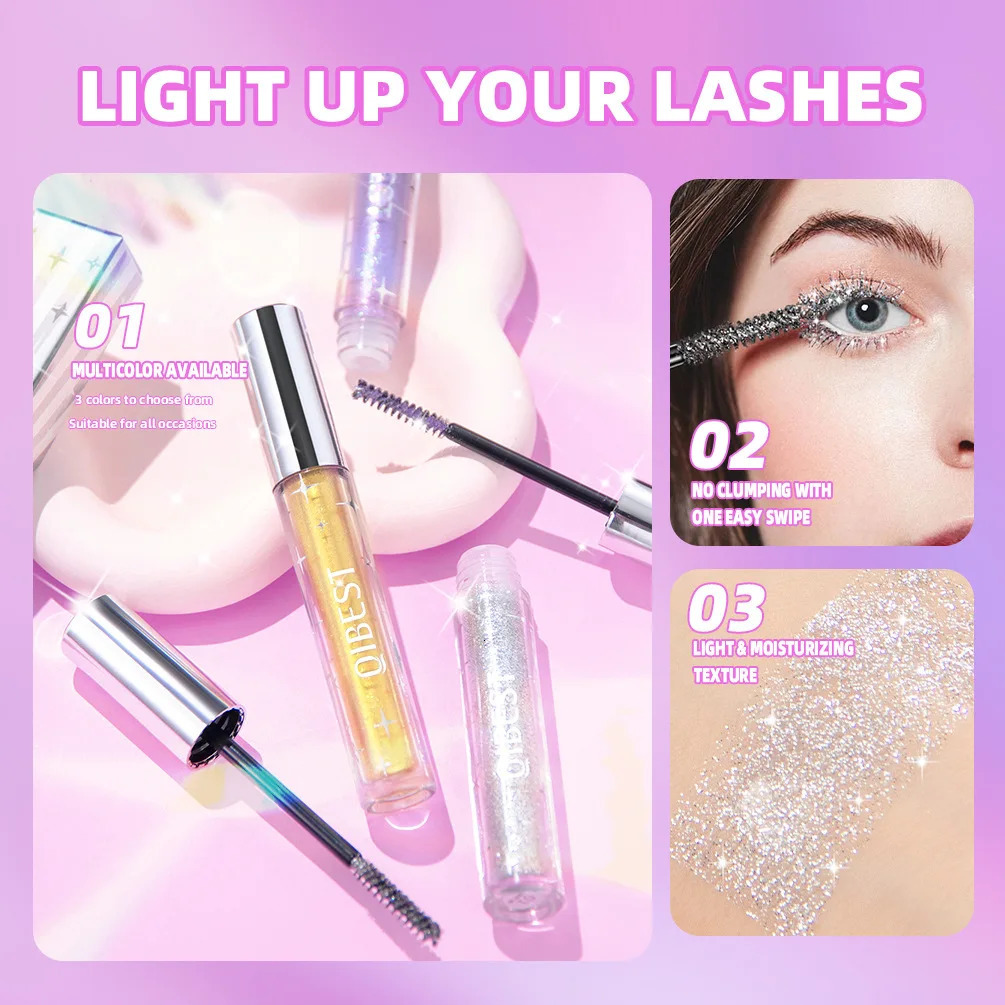 Sliver Gold Purple Glitter Mascara Quick Dry Long Lasting Waterproof Curling Thick Shiny Eyelash Fashional Sexy Diamond Mascara 250618