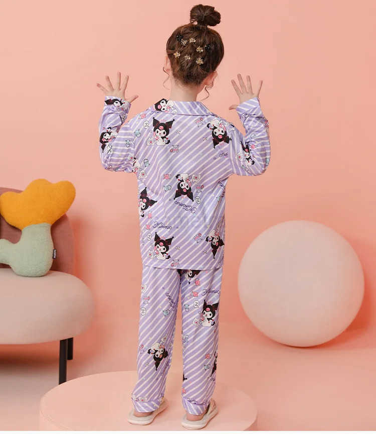 Sanrio Kawaii Sanrio Pajama Sets for Girls Lapel Soft Breathable Print Sleep Costume Casual Comfortable Housewear Autumn Winter XJ250618XJ250618