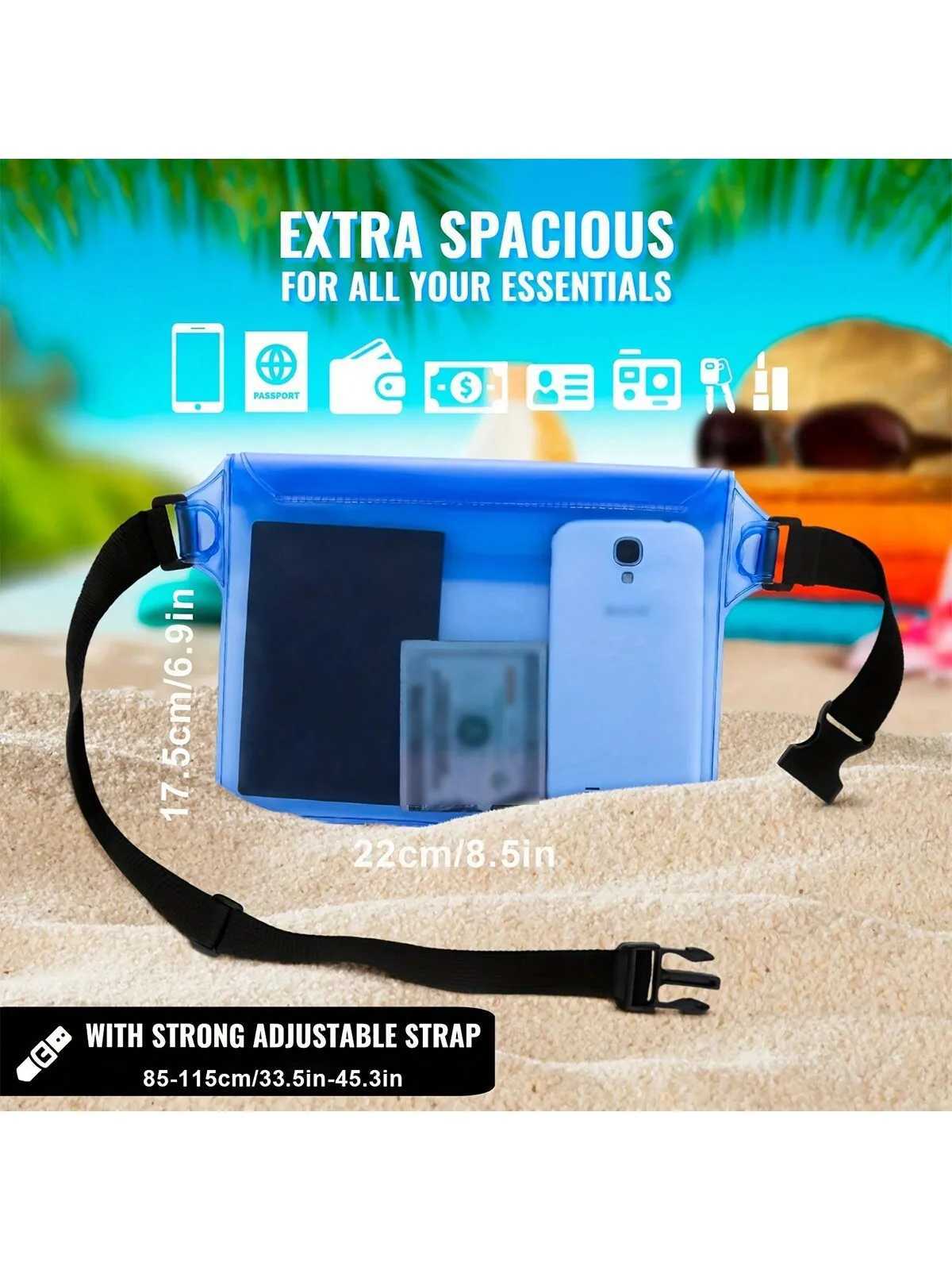 2pcs Summer Outdoor Sports Waterproof Pouch PVC Waterproof Waist Bag Beach Bag Beach Waterproof Mobile Phone Bag Three Layers S B250618