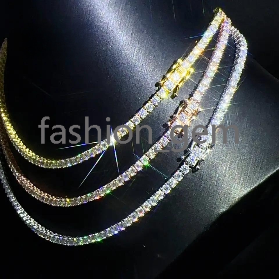 Cheapest Price Tennis Chain 3mm 4mm 5mm GRA Hip Hop Jewelry 925 Sterling Silver VVS D Color Diamond Moissanite Tennis Necklace