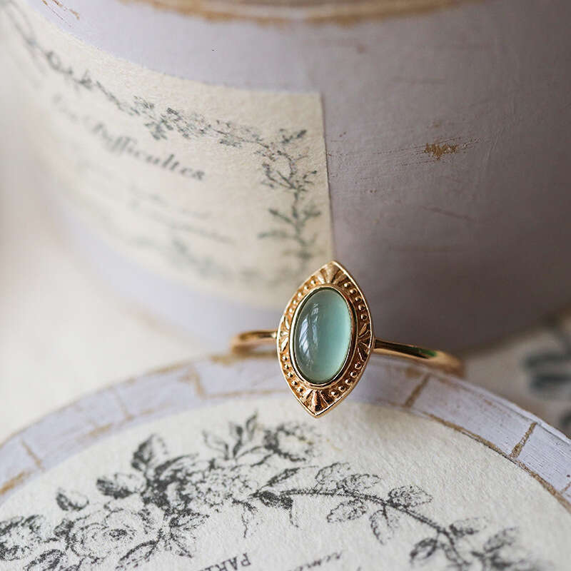 Light Double Layer Stone Craft Natural Topaz Peridot Flower Ins Style Adjustable Ring