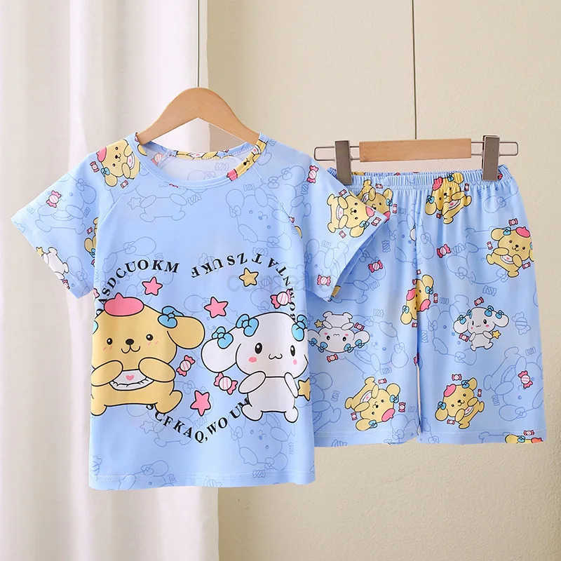 Sanrio Summer Childrens Pajamas Short Sleeve Girls Cartoon Big Boys Home Furnishing Set XJ250618XJ250618
