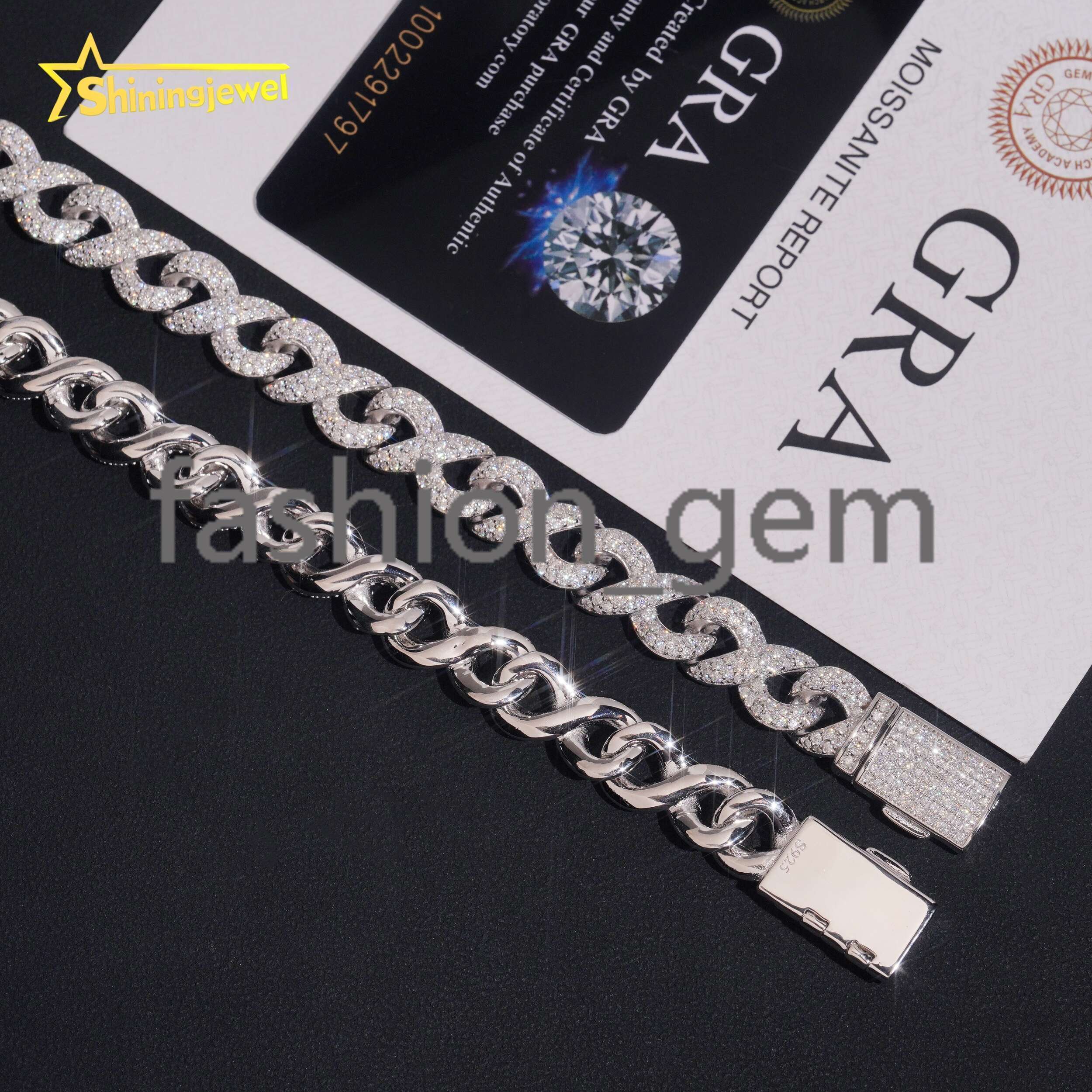 Cuban Link 7-8 Inches Moissanite Lab Diamond Chains Cuban Link Bracelet 925 Chain Iced Out Jewelry Bracelet Men