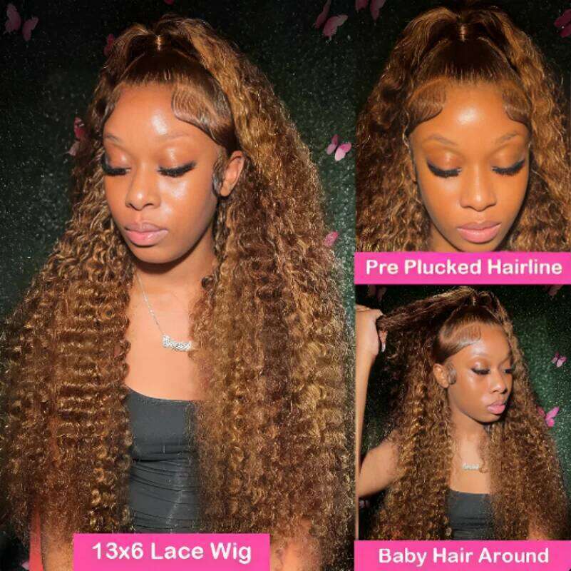 30 36 Inch Curly Highlight Wig Honey Blonde 13x4 Front Deep Wave 13x6 Hd Lace Frontal Wigs For Women Human Hair
