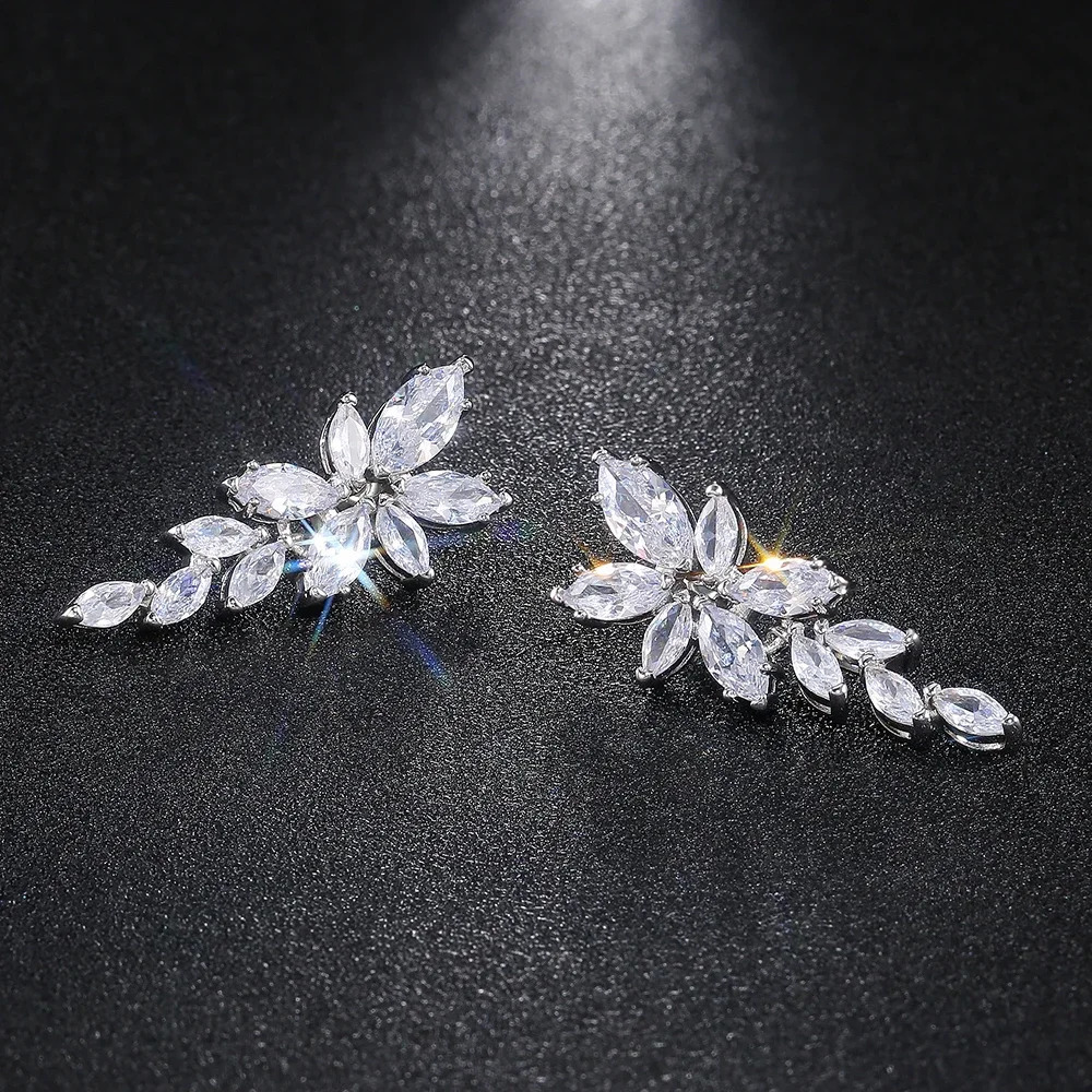 CAOSHI Stylish Wedding Jewelry Drop Earrings for Women Graceful Silver Color Bright Zirconia Pendant Accessories Gifts 250617