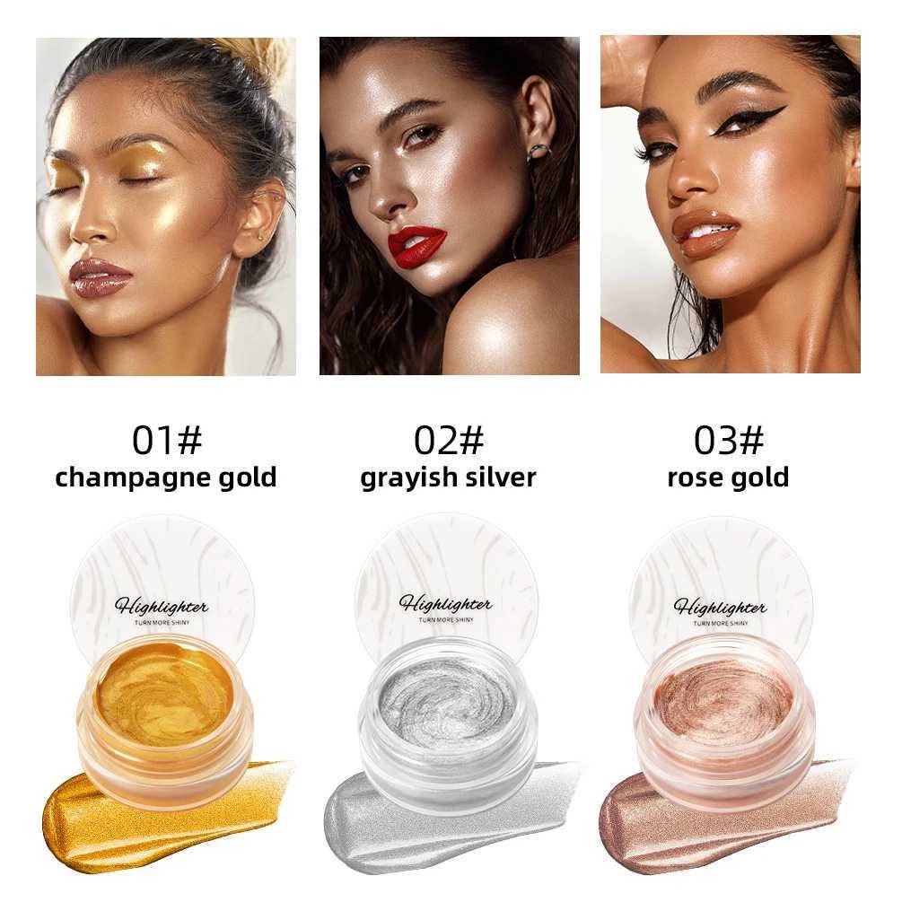 QIBEST Shimmer Glitter Highlighter Cream Eye Shadow Silkworm Gold Face Contour Bronzer Brighten Body Highlight Illuminator Makeup XJ250618