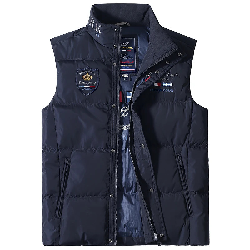 DownFeather Men Vest 79% Duck Down Bruce Shark Thicken Coat Casual Fashion Business y Winter Big Size 250617