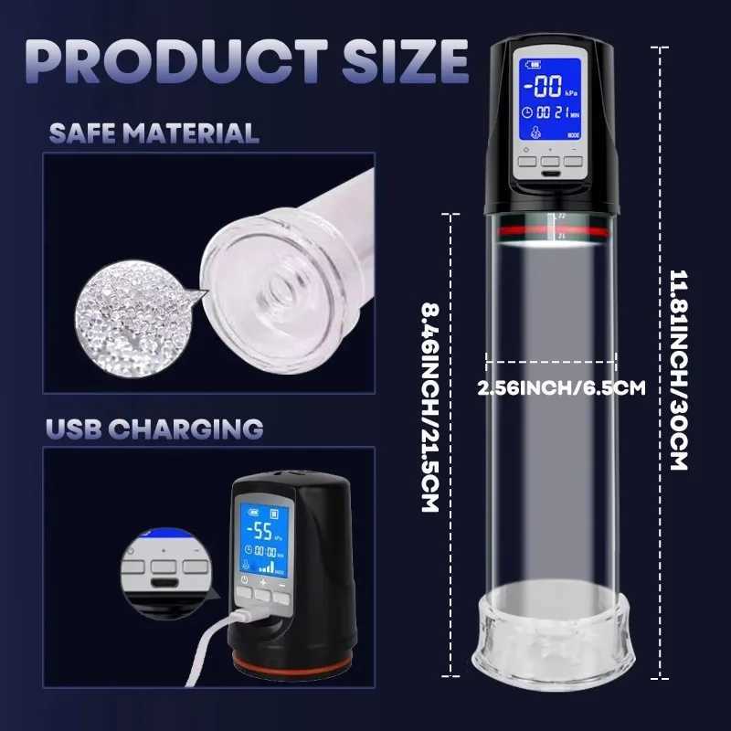 4 Suction Modes Vacuum Automatic Penis Pump Vacuum Sex Toys for Male Masturbation Penis Extender Vacuum Pump Enlargement W250618