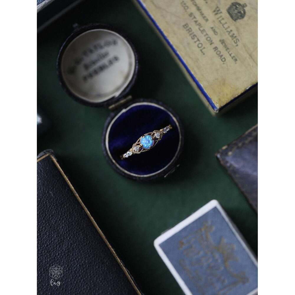 Eye of Horus Oil Painting-Like Beauty Iridescent Gold-Plated Opal Light Luxury Open Ring for Women
