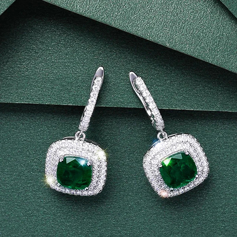 Huitan Elegant Drop Earrings for Women Brilliant Creative Green Cubic Zirconia Ear Accessories Modern Engagement Jewelry Gifts 250617