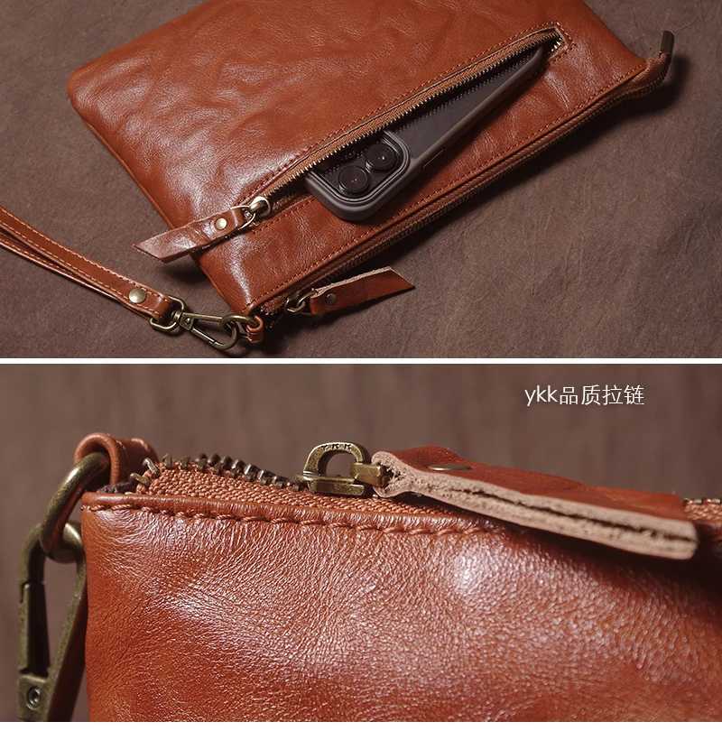GURO High Quality Mens Real Leather Clutch Designer Money Pouch Casual Business Handbag Underarm Bag Portable Wristlet Bag Z250618