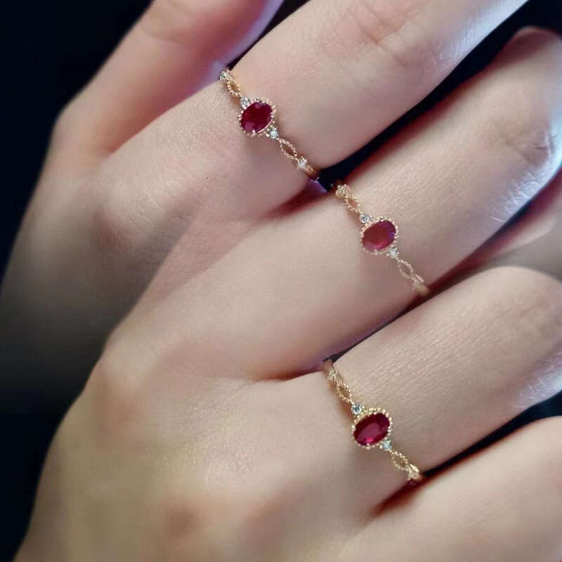 Light Luxury Electroplated Color New Simple Egg-shaped Lace Worry-free Blue Ring Classic Style