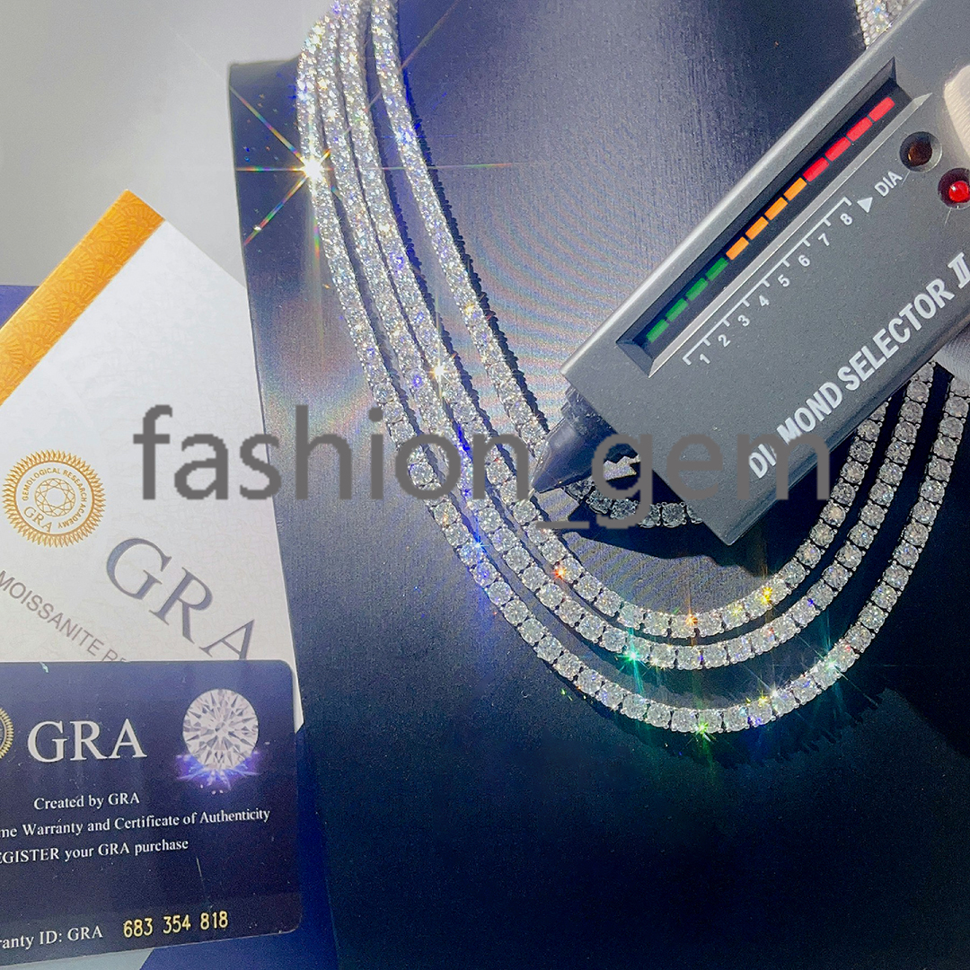 Tennis Necklace Bracelet Pass Diamond Tester Iced Out Bling Moissanite Diamond Hip Hop Jewelry 925 Silver Tennis Chain