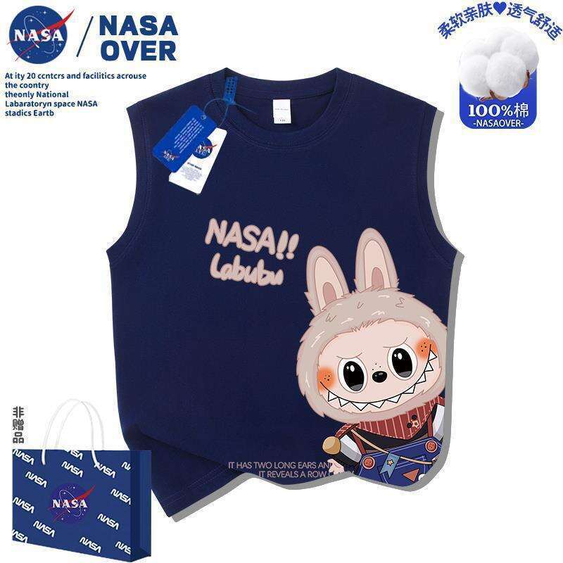NASA Children's Sleeveless Labubu Cartoon Vest Boys' Casual Trendy Fashionable Summer T-Shirt