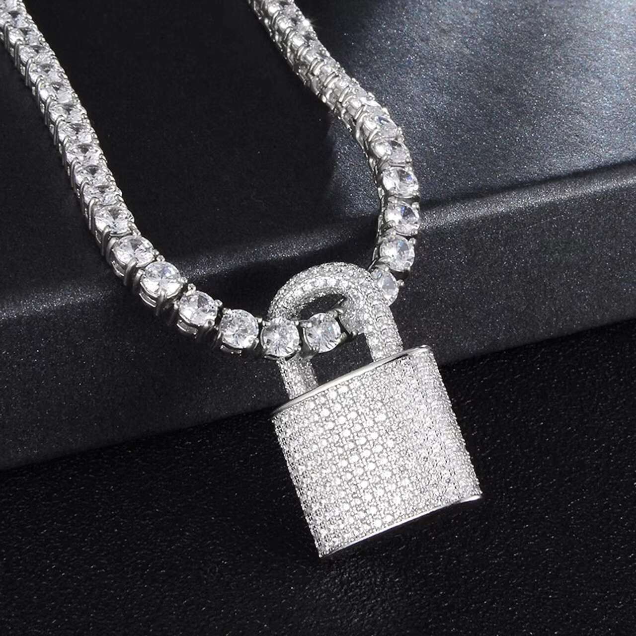 New Arrival 925 Sterling Silver 3D Lock Pendant VVS Diamond Tester with Iced Moissanite Hip Hop Style Necklace