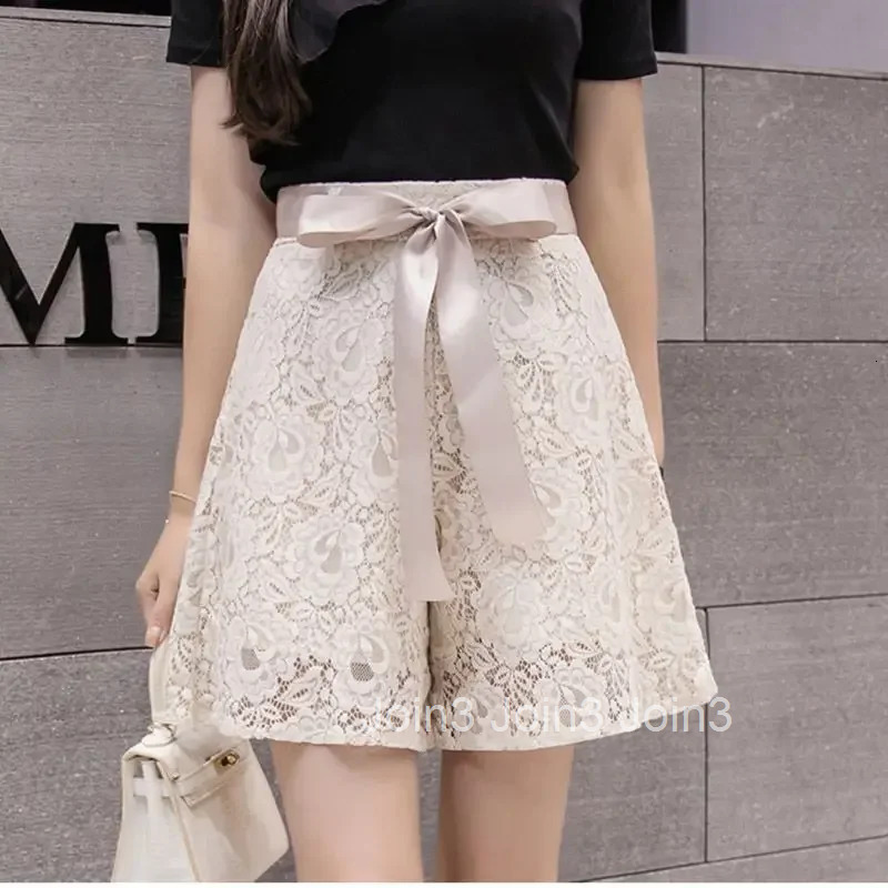 High Waist Lace White Shorts for Women Cute Woman Short Pants Kawaii Wide Fashion Clothing 2025 Youthful Harajuku Casual XL Y2k