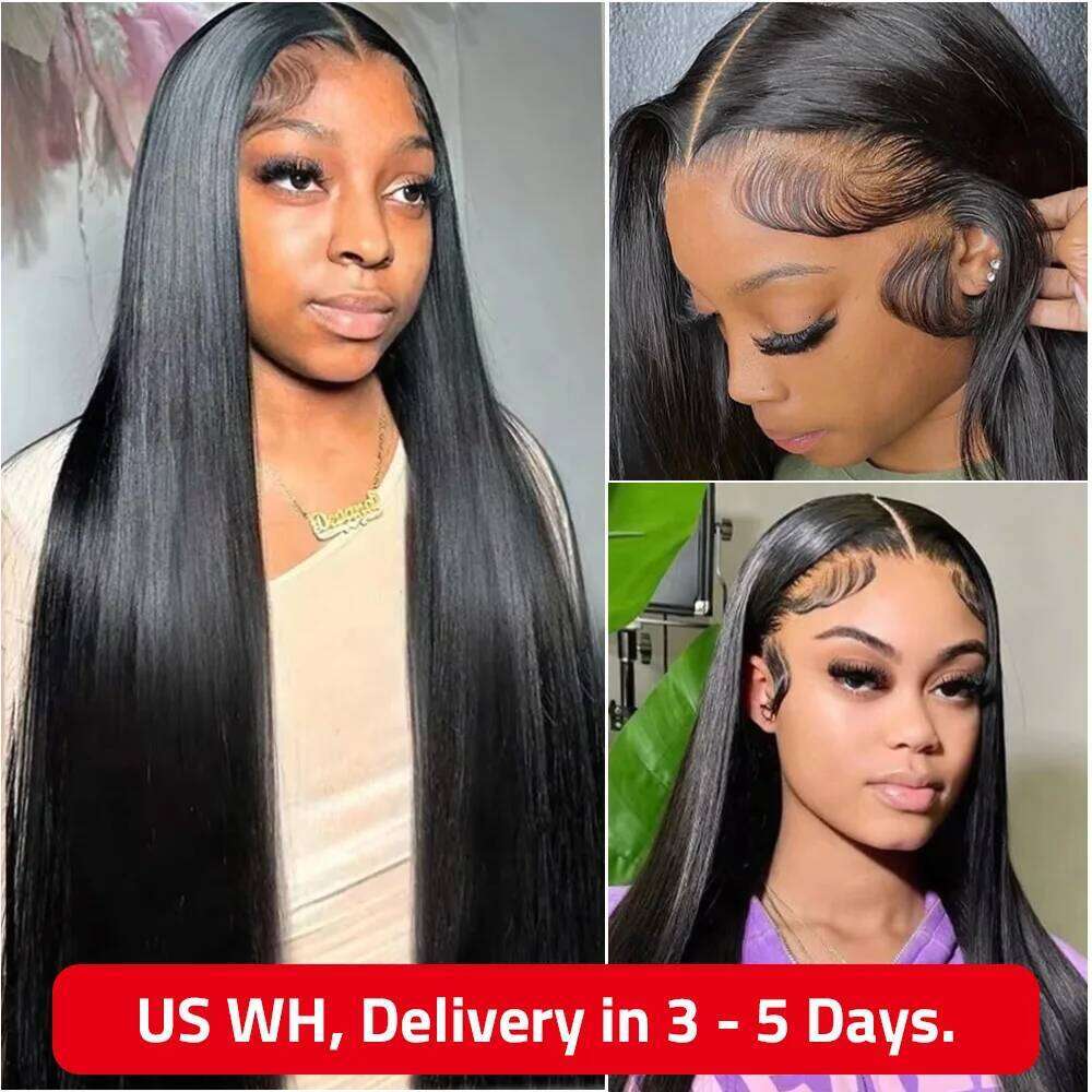 Brazilian 36 Inch Bone Straight Black 13x6 HD Frontal Wigs 5x5 Glueless Lace Closure Ready To Wear Human Hair Wig 360 Full