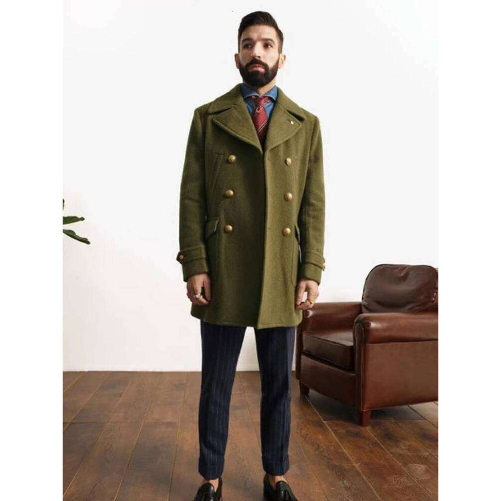 Brand Men Overcoat Wool Coats Jacket Double-Breasted Windbreaker Slim Trend Solid Outerwear Mens Coat Design New