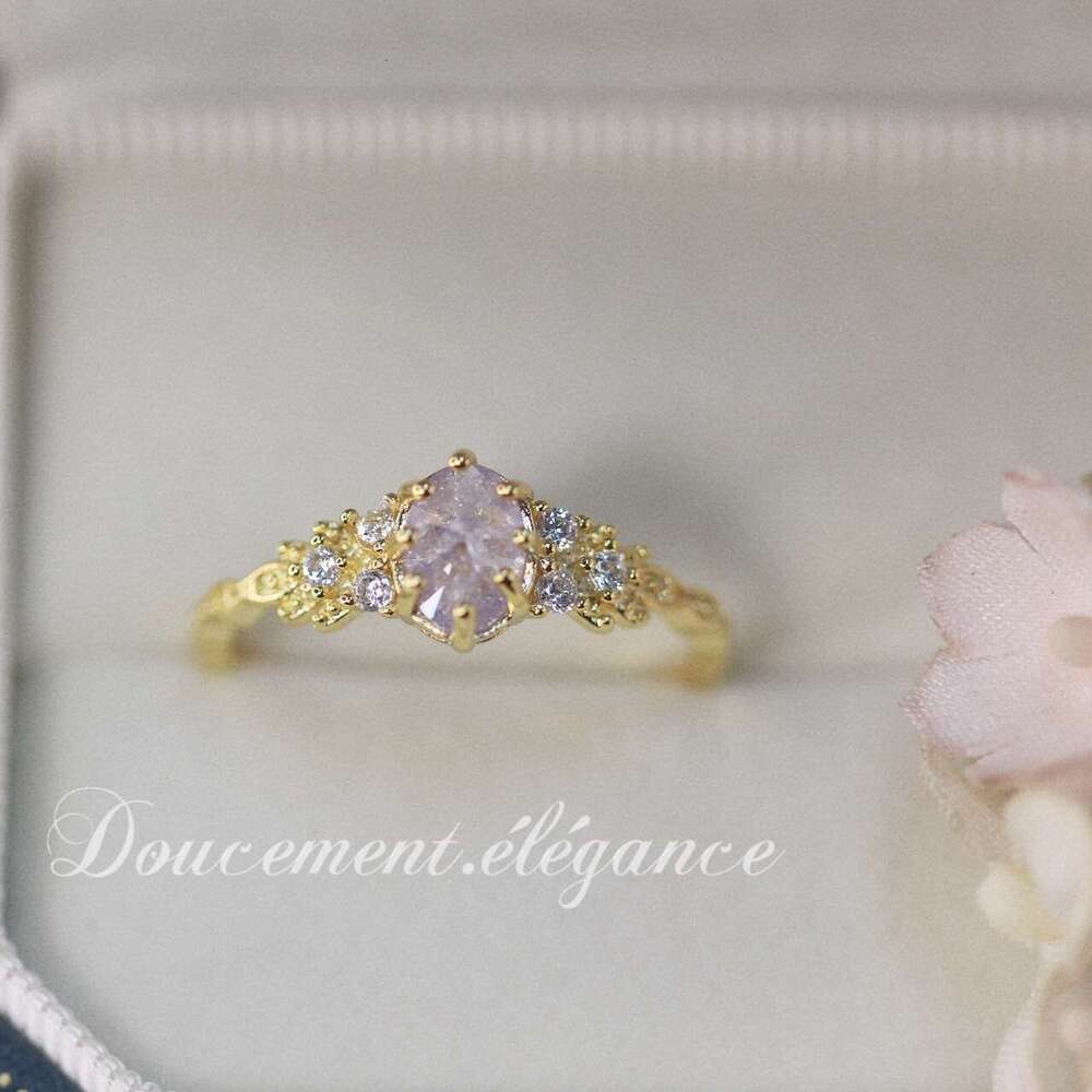 Haze Smoke Rain" Christmas Limited Edition Light Luxury 14k Gold Plated Ultra Exquisite Niche Fashion Ring