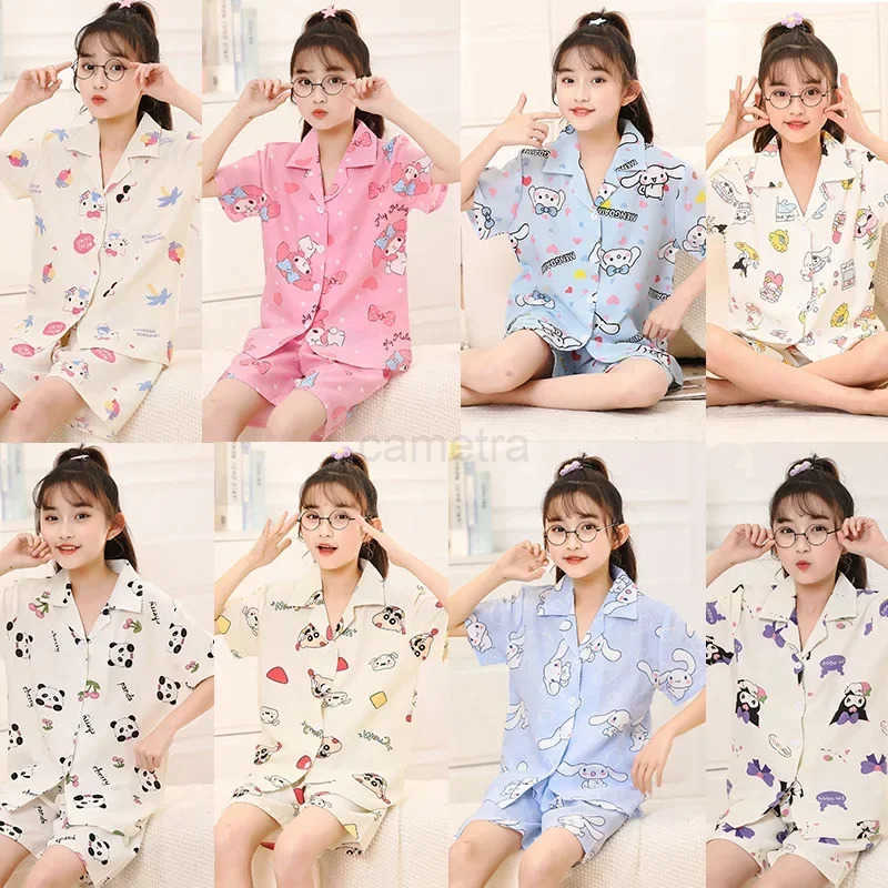 Sanrio Summer Pajamas 2024 New Childrens Home Service Suit Little Girls Short-Sleeved Shorts Summer Air-Conditioned Clothes XJ250618XJ250618