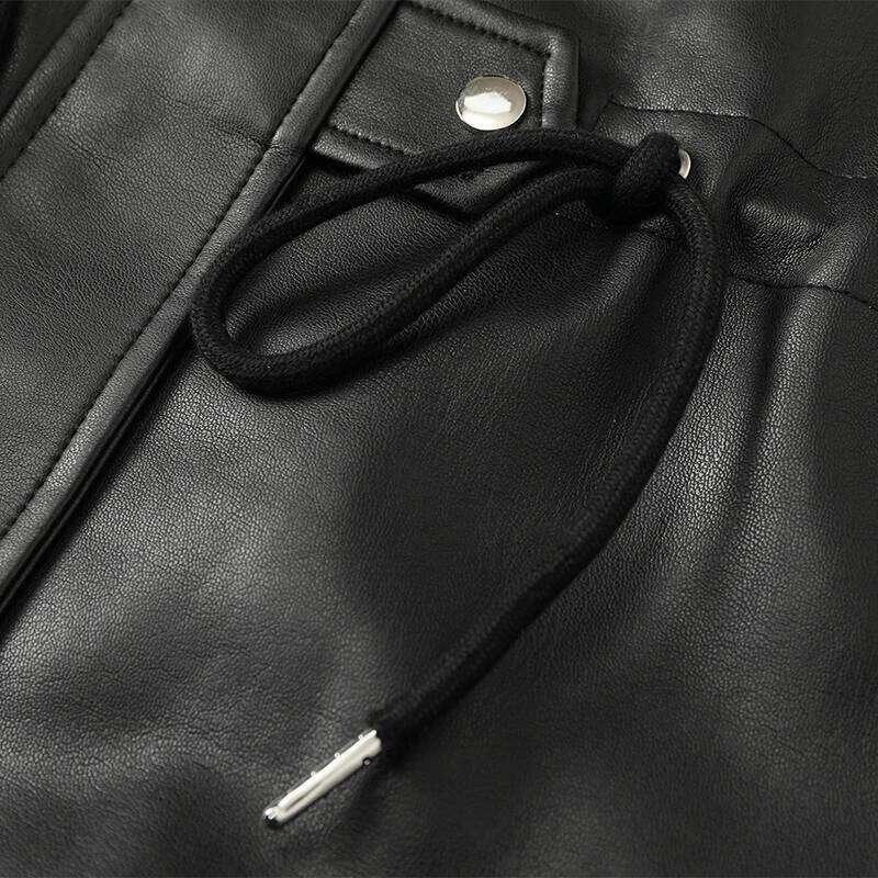 Nerazzurri Thick warm black leather jacket with inside long sleeve zipper Winter faux fur lined coats for women Fashion
