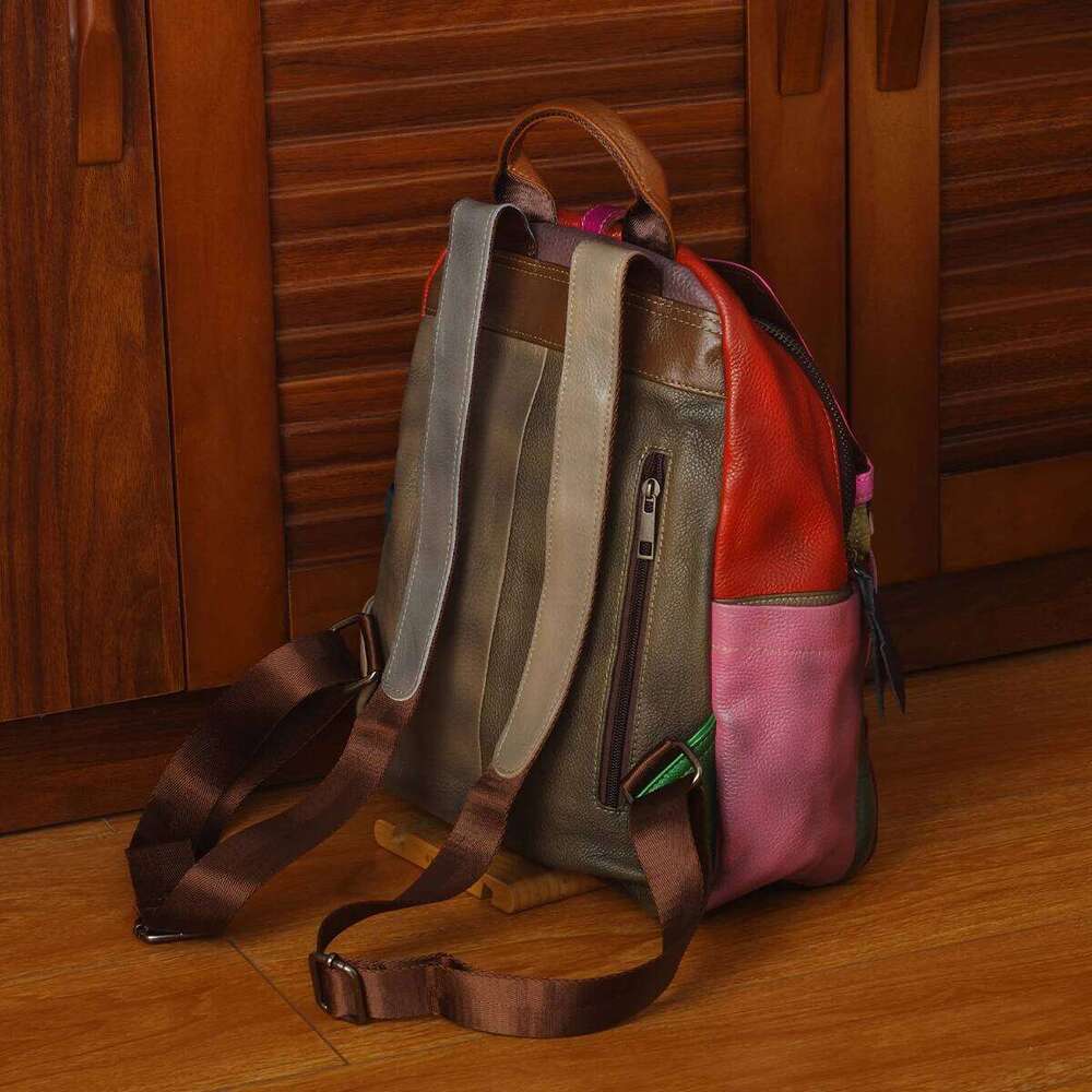 Leather Retro Style Random Rub Color To Do Old Head Layer Cowhide Backpack