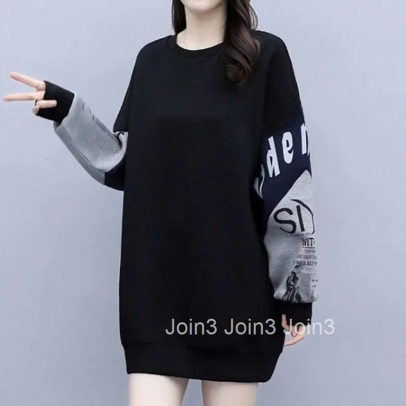 Black Spring and Autumn Korean Fashion Female Top Long Sleeve Pullovers On Promotion Kpop Clothing Novelty M Womens Sweatshirts