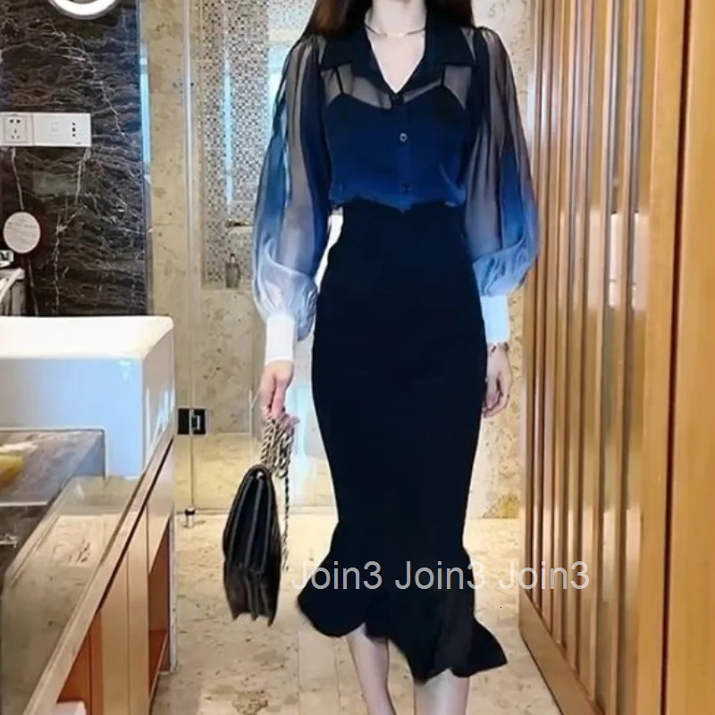 Long Sleeve Sexy Skirt Woman Outfit Commuting 2 Pieces Sets for Women Festival Y2k Clothes Clothing New Arrivals Trend 2025 Full