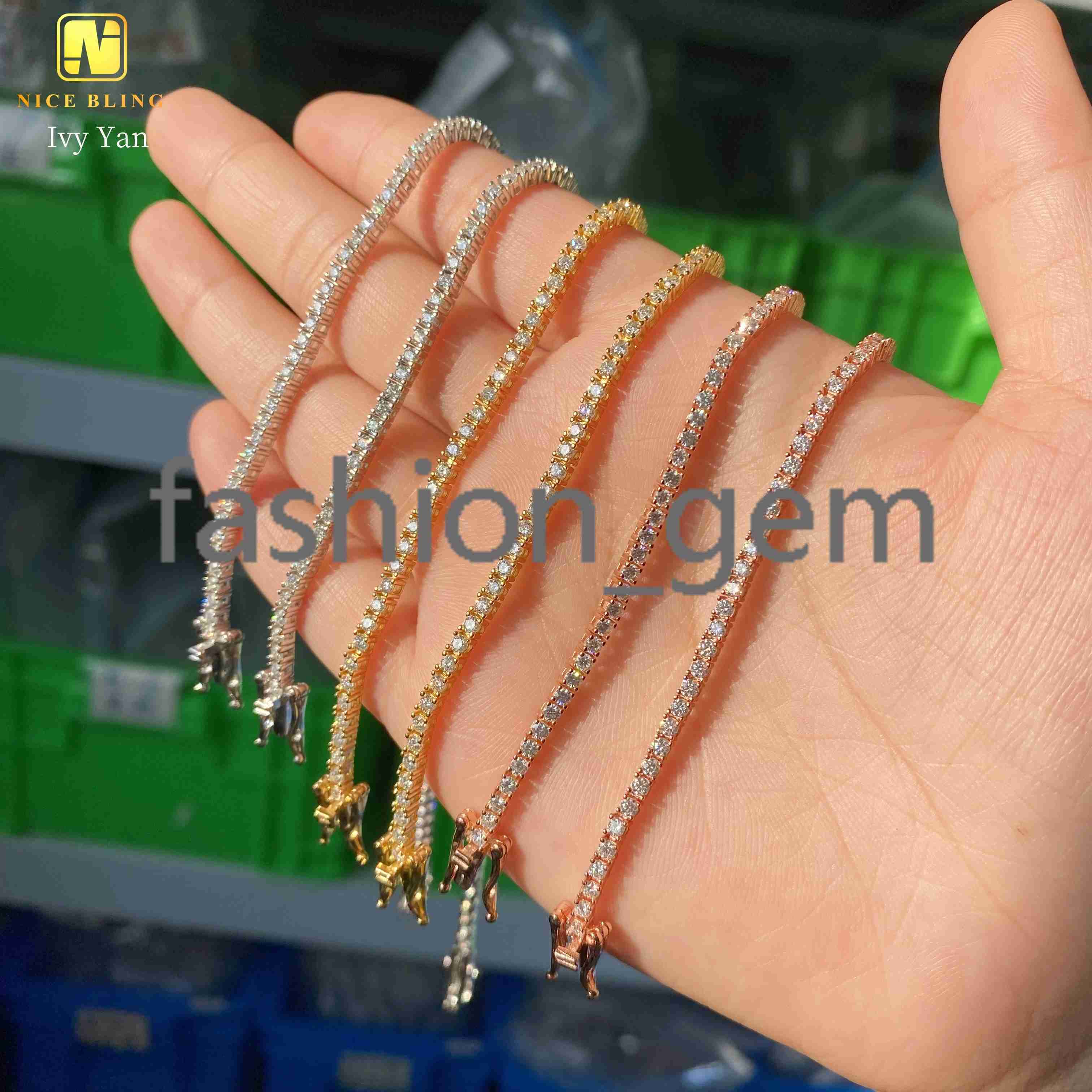 GRA Certificate Factory Price 925 Silver 2mm Hip Hop Jewelry Bracelet Necklace Iced Out VVS Moissanite Diamond Tennis Chain