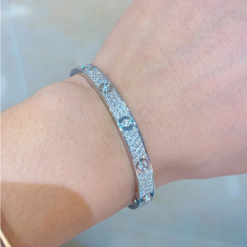 Wholesale Classic Moissanite Bangle Bracelet 925 Sterling Silver Full Moissanite Diamond Bangles for Gifts